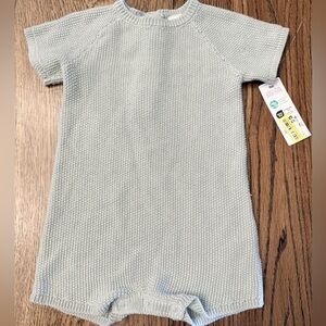Carter's Lt Green Knit Bodysuit Romper Sz 9m BK